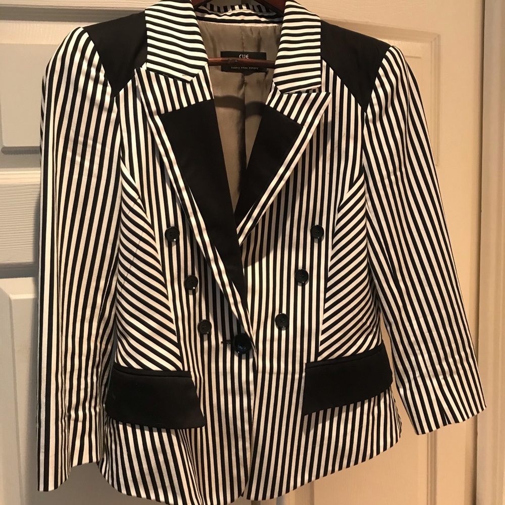Stripped black and white blazer from Cue